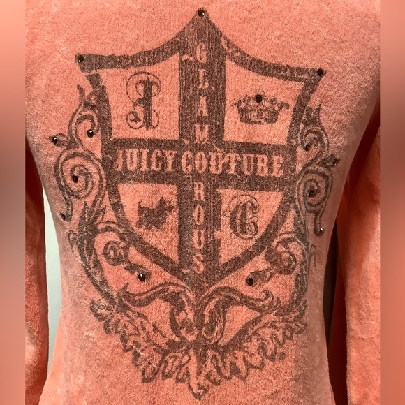 Juicy Couture Coral Terry Pants 30 x 32 Zip Up Hoodie with Crest - Picture 4 of 16